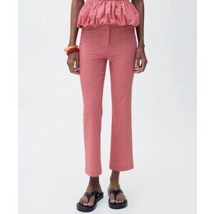 Mango Red & White Vicky Check Gingham Cropped Pants Size Medium NWT